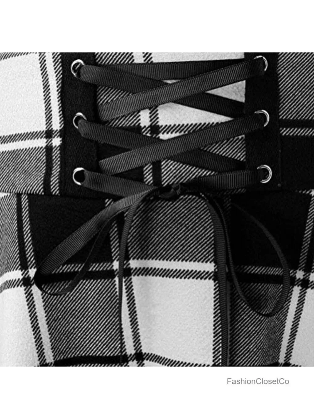 Women's High Waist Plaid Mini Skirt Pleated A-Line Cotton Tie Front